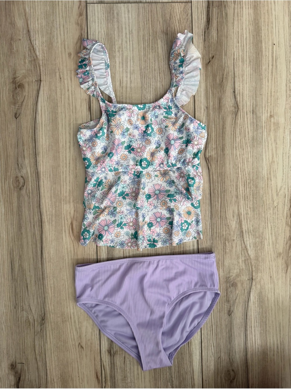 wonder nation Floral Ruffle Tankini Set - Lavender, Teal, Pink, Yellow